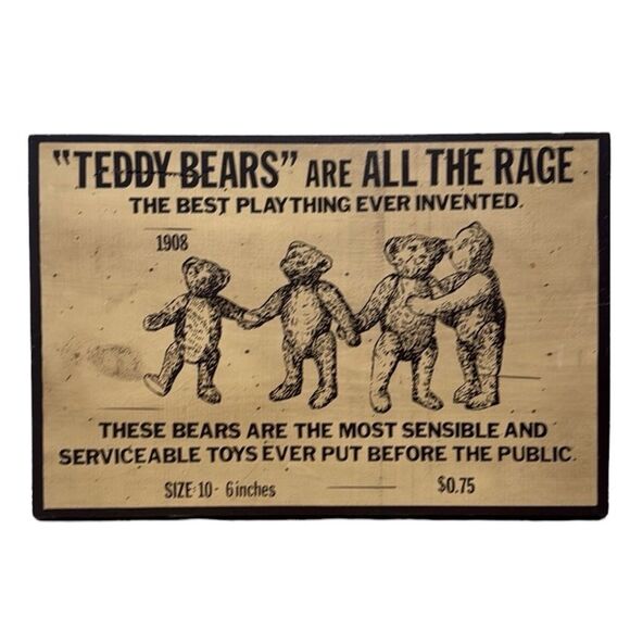 Wooden Teddy Bear Advertisement Sign - Picture 9 of 9